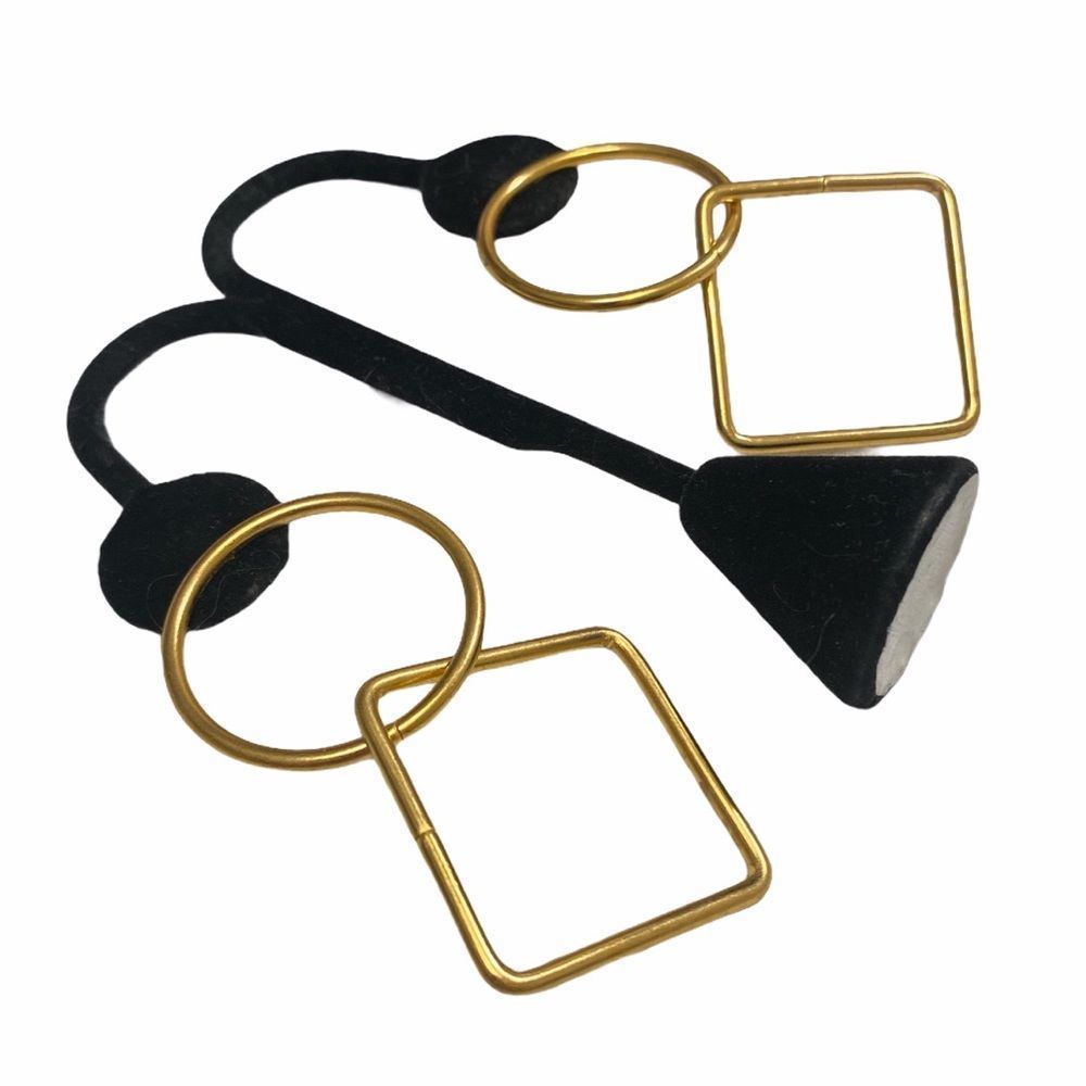 Vintage Gold Circle And Square Hoop Earrings